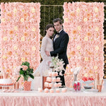 12pcs Pink Rose Floral Backdrop, 15x15 Inches - Elegant Polyester Photography Background for Weddings, Bridal Showers, Birthday Parties, and Romantic Celebrations, Party Backdrop | Elegant Event Backdrop | Blush Wedding Roses