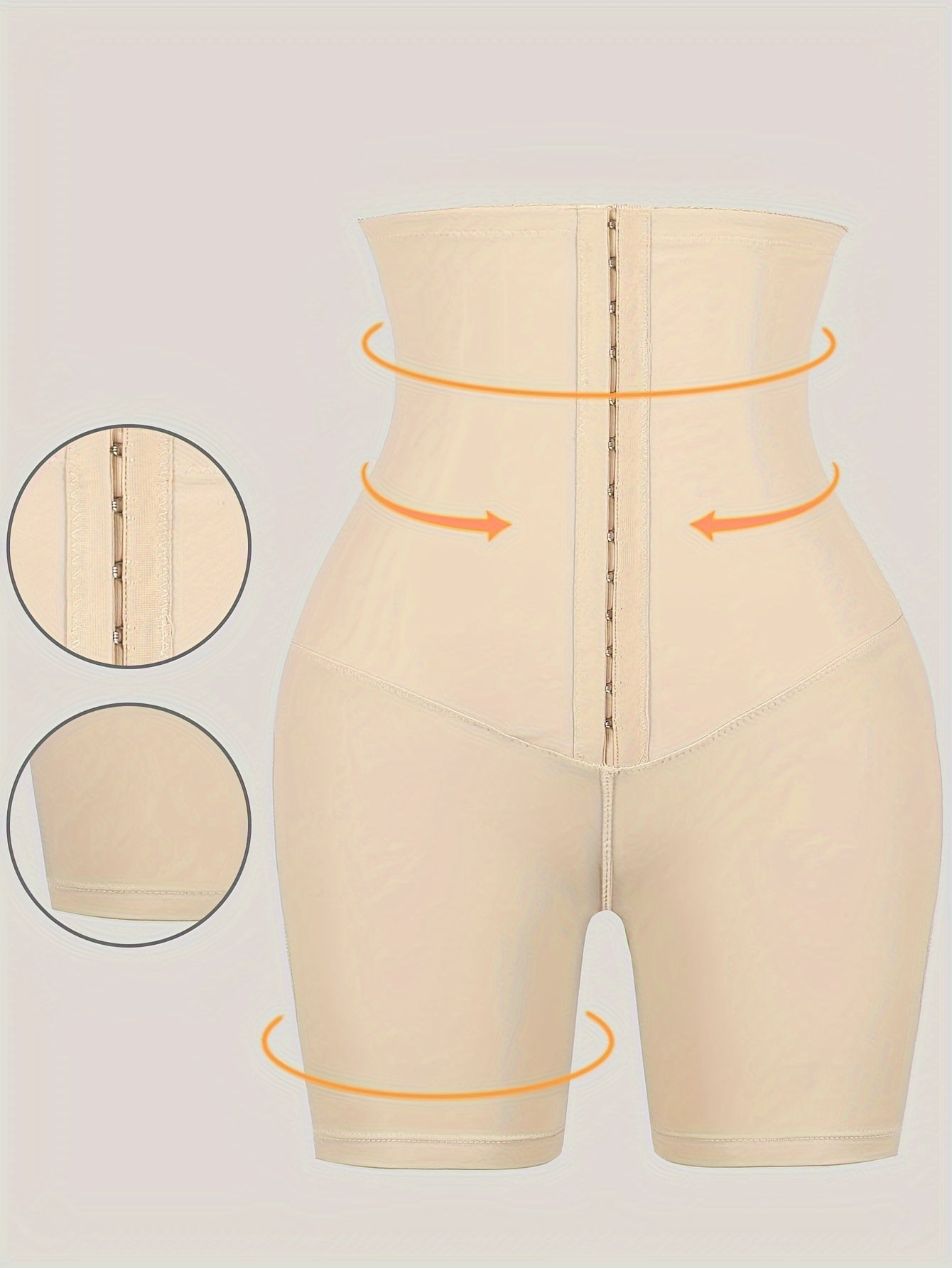 1pc Solid High Waist Shaping Shorts - Comfortable Tummy Control Panties with Adjustable Front Buckle, Soft Polyester Knit Fabric, and Smooth Silhouette - Womens Underwear and Shapewear for Everyday Wear