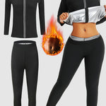 Ladies Sauna Sport Long Sleeve Long Pants Suit Ladies Sauna Suit Sweating Sauna Sport Jacket Long Sleeve Suit European And American Ladies Sweating Suit Sports Sauna Sweating Clothes Fitness Yoga Sweating Burst Sweat Jacket S