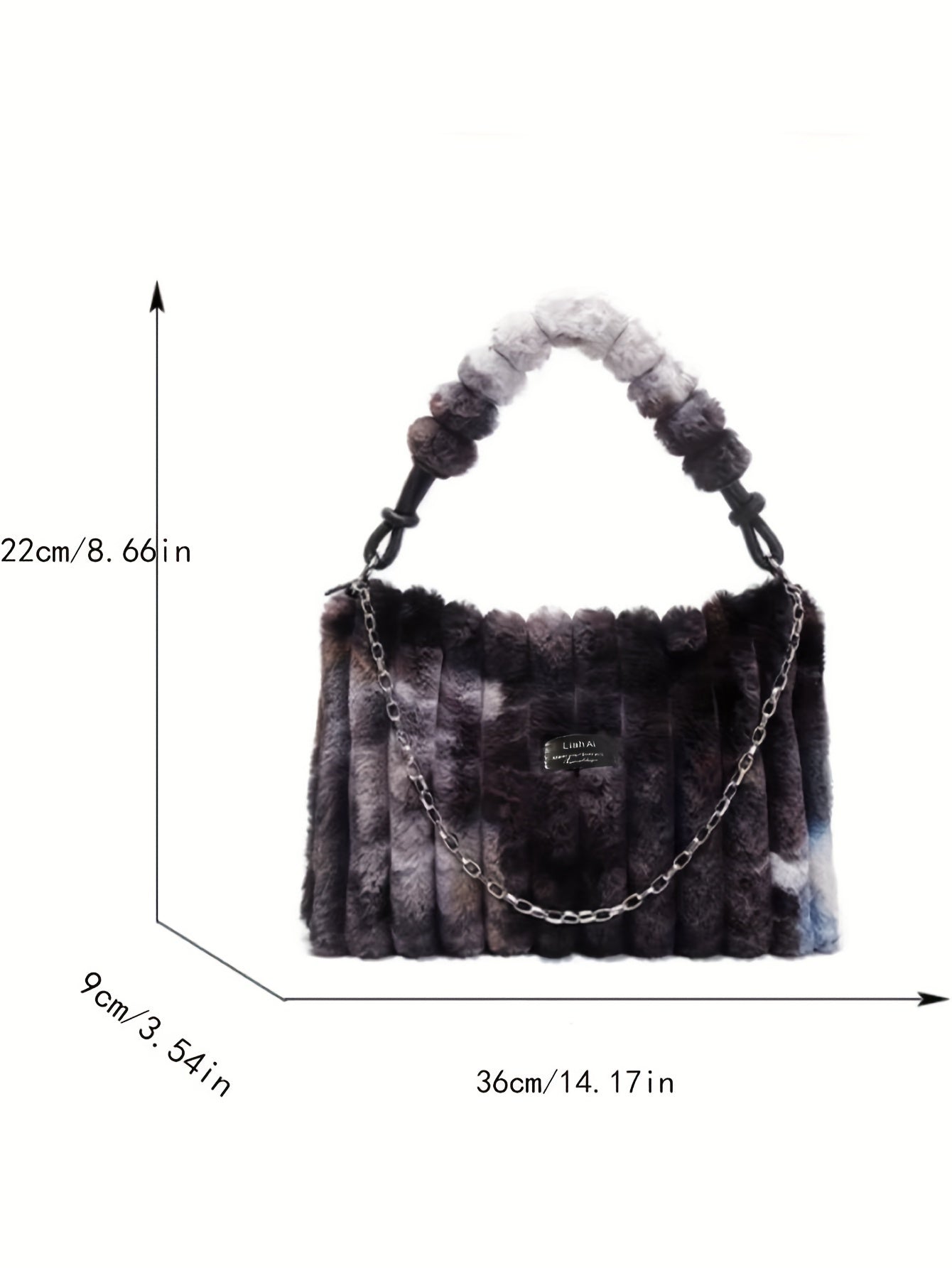 Chic Tie-Dye Plush Shoulder Bag for Women - Spacious & Stylish with Secure Zip Closure, Canvas Lined