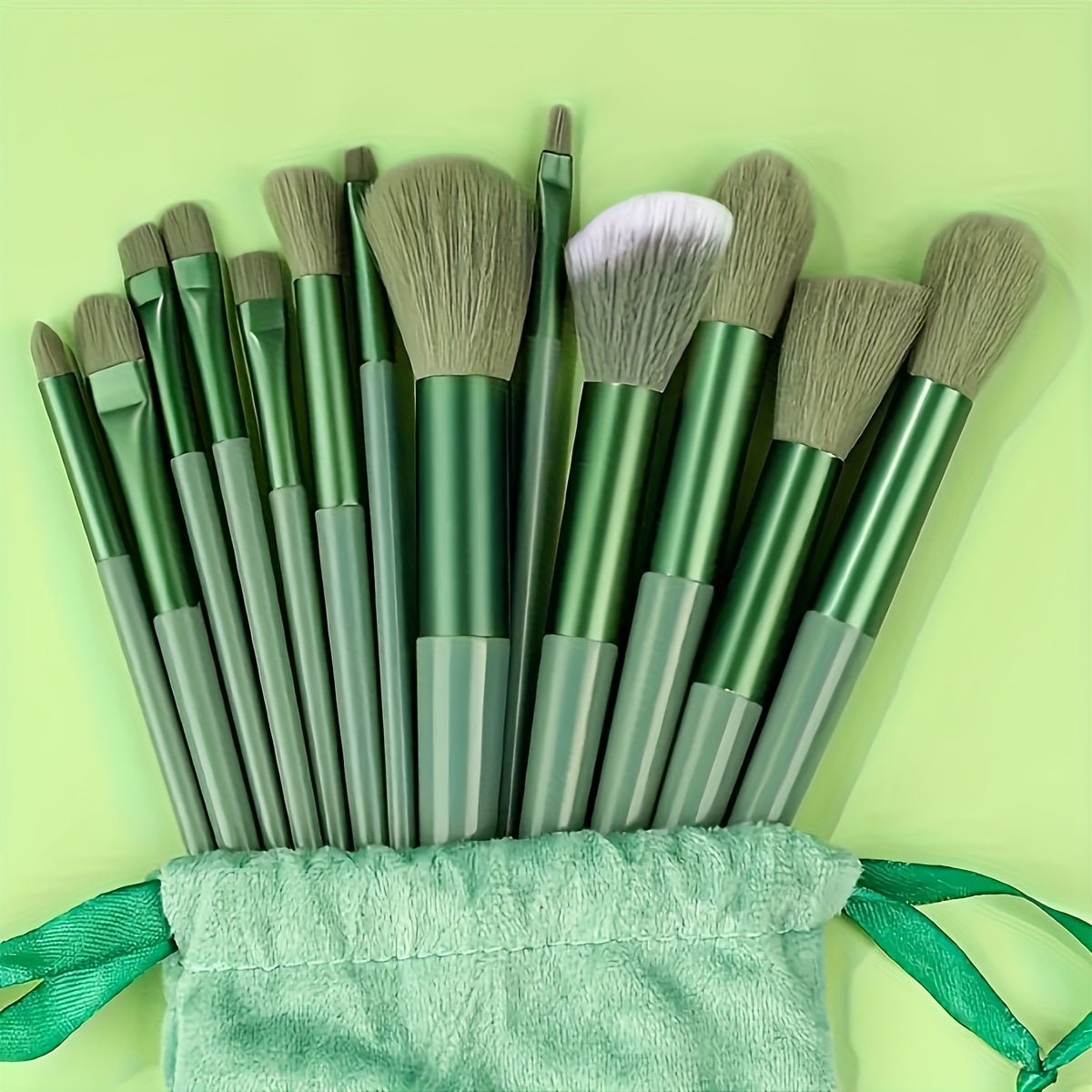 13pcs Nylon Bristle Makeup Brush Set with ABS Handle, Allergy-Free, Unscented, Multi-Use for Foundation, Eyebrow, Concealer, Eyeshadow, Travel & Daily Makeup, Includes Storage Bag