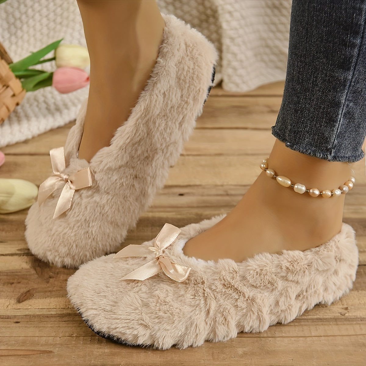CozyFur Slippers - Soft, Breathable, Warm, Non-slip, Plush Lined Indoor Shoes with Faux Fur Soft Sole for Barefoot Feel - Perfect for Relaxation and Lounging Around the House