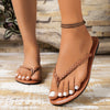 Women's Braided Flat Slide Sandals - Brown Faux Cover, Easy Slip-On, Lightweight & Comfortable for All-Day Wear, Perfect for Casual Outfits, Ladies Sandals