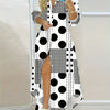 Vintage-Inspired Polka Dot Long Sleeve Shirt Dress - Button Detail, Non-Stretch Polyester, Machine Washable - Perfect for Spring/Fall