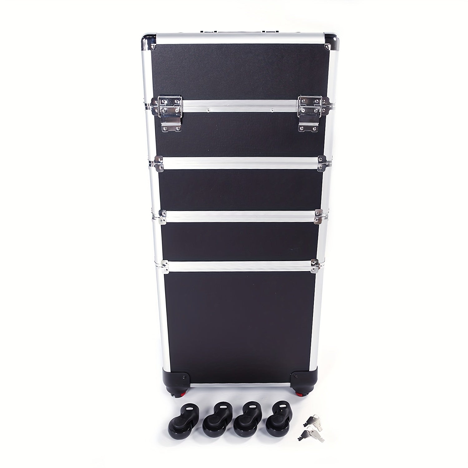 4in 1 Aluminum Cosmetic Professional Makeup Case Tattoo Box, Extra Large Cosmetic Case Rolling Makeup Case Trolley Makeup Travel Organizer with 360° Swivel Wheels Pink Black