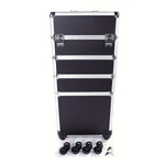 4in 1 Aluminum Cosmetic Professional Makeup Case Tattoo Box, Extra Large Cosmetic Case Rolling Makeup Case Trolley Makeup Travel Organizer with 360° Swivel Wheels Pink Black