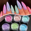 6pcs Star Glitter Powder Set Holographic Summer Pink Purple Blue Green Sugar Dipping Pigment Mermaid Iridescent Nail Sequins Dust Decoration Nails Supplies