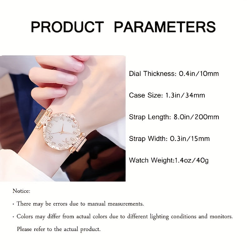 1 Women's Simple Casual Business Versatile College Style Quartz Watch Set + 1 Star Pendant Bracelet