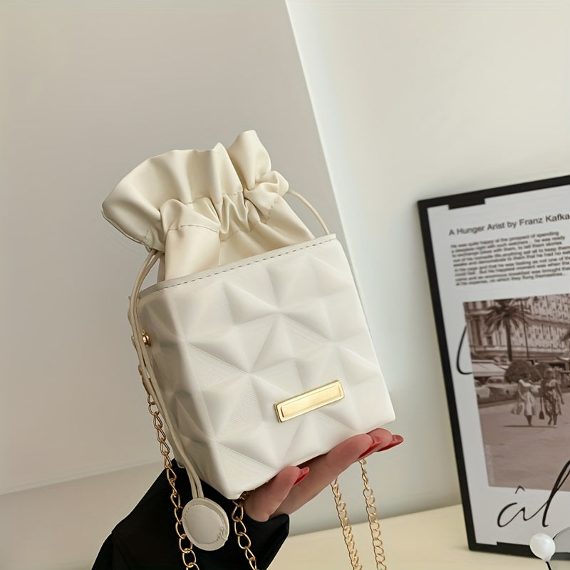 Mini Diamond Grid Small Square Bag, Fashionable Chain Square Bag, PU Material