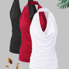 [Lightweight Polyester Halter Neck] 3-Pack Women's Fashion Halter Neck Tanks - Lightweight 210g/m² Polyester Vests - Casual Solid Color Knit 95% Polyester 5% Elastane, Spring/Summer/Fall Collection