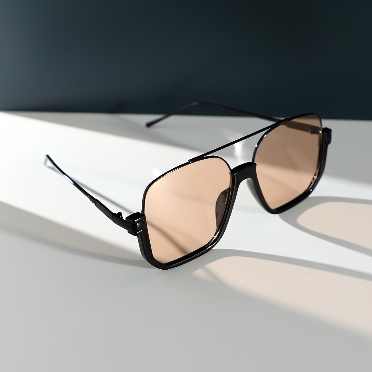 Women'S Fashion Square Glasses, Metal Frame, -Reflective PC Lens, Large Double Bridge, College Parties, and