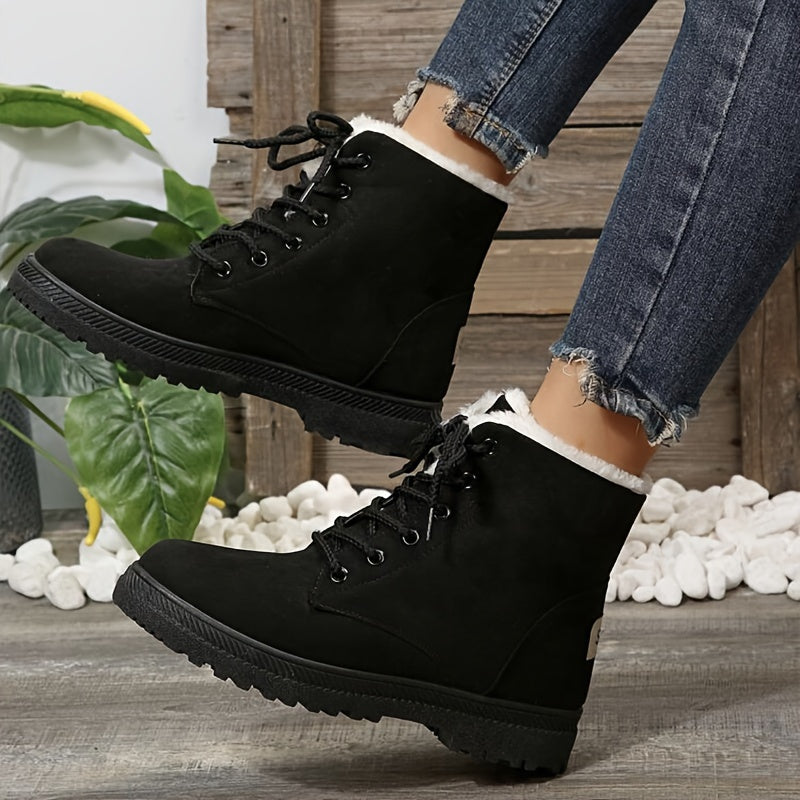 Women'S Plus Size Winter Boots - Warm Lined, Short, Round Toe, PU Sole, Warm & Stylish Outdoor Boots for Cold Weather, Winter Boots|Faux Fur Lined Boots|Sturdy Construction, Winter Boots