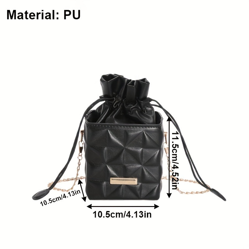 Mini Diamond Grid Small Square Bag, Fashionable Chain Square Bag, PU Material