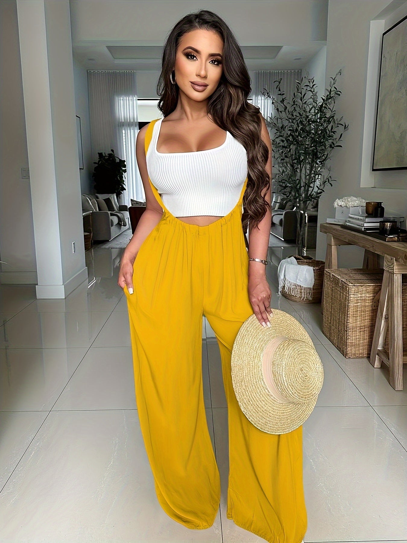 Women's Casual Wide Leg Palazzo Pants - Adjustable Drawstring Waist, Super-Long Length, Loose Fit with Pockets, Machine Washable Lounge & Casual Trousers for All Seasons, Comfortable Clothing | Decorative Drawstring | Soft Te