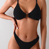 Women's Two-Piece Bikini Set – Chic Bra Top & Bottom with Adjustable Straps, Solid Color Swimwear for Beach & Pool