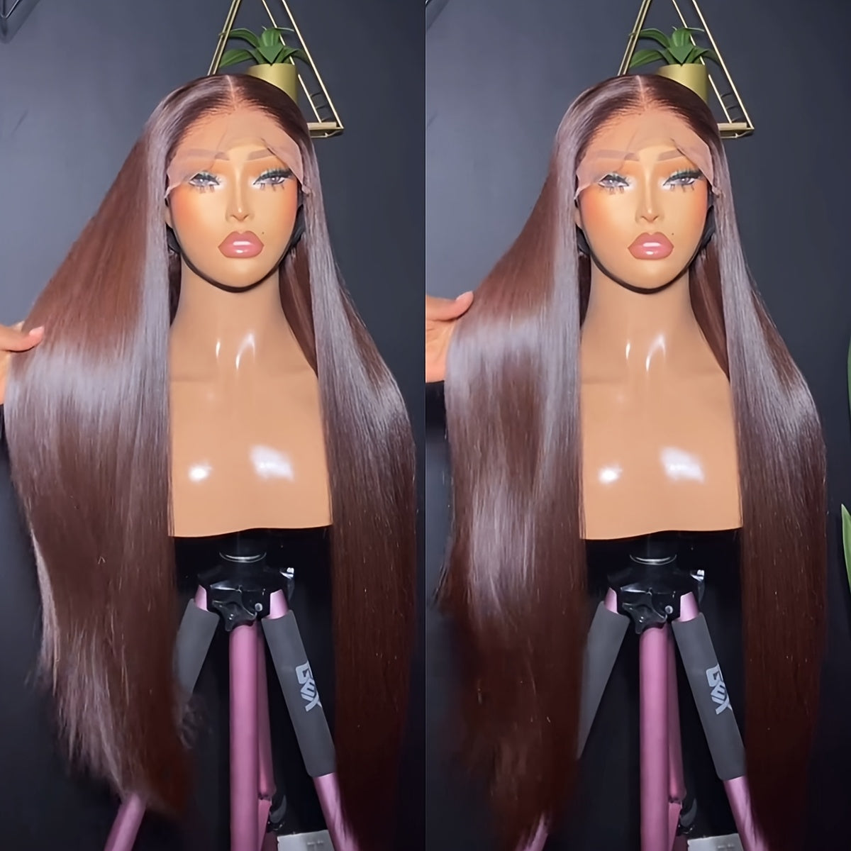 250% Density Chocolate Brown Straight Human Hair Wig - 13x5 HD Lace Front, Pre-Plucked Natural Hairline, Brazilian Remy Hair for Women, Long Silky Straight Style, Perfect for Everyday Glamour