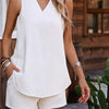 Women'S Elegant Summer 2pcs Set: Soft & Comfortable Sleeveless Top with Matching Shorts - White, Versatile Fashion for Casual or Dressy Occasions, Versatile Clothing Set|Minimalist Outfit|Soft Texture