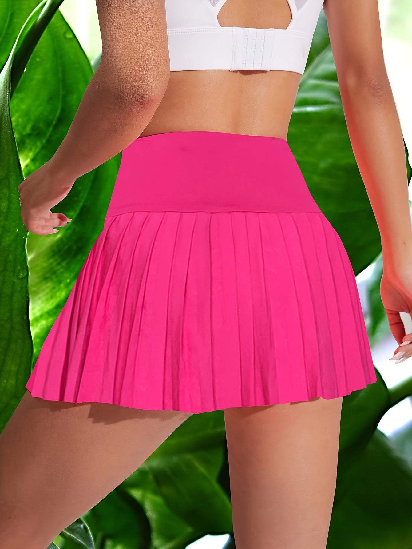 Chic High-Waisted Mini Skirt - Flattering Pleats, Versatile Solid Color, Perfect for Everyday & Athletic Wear