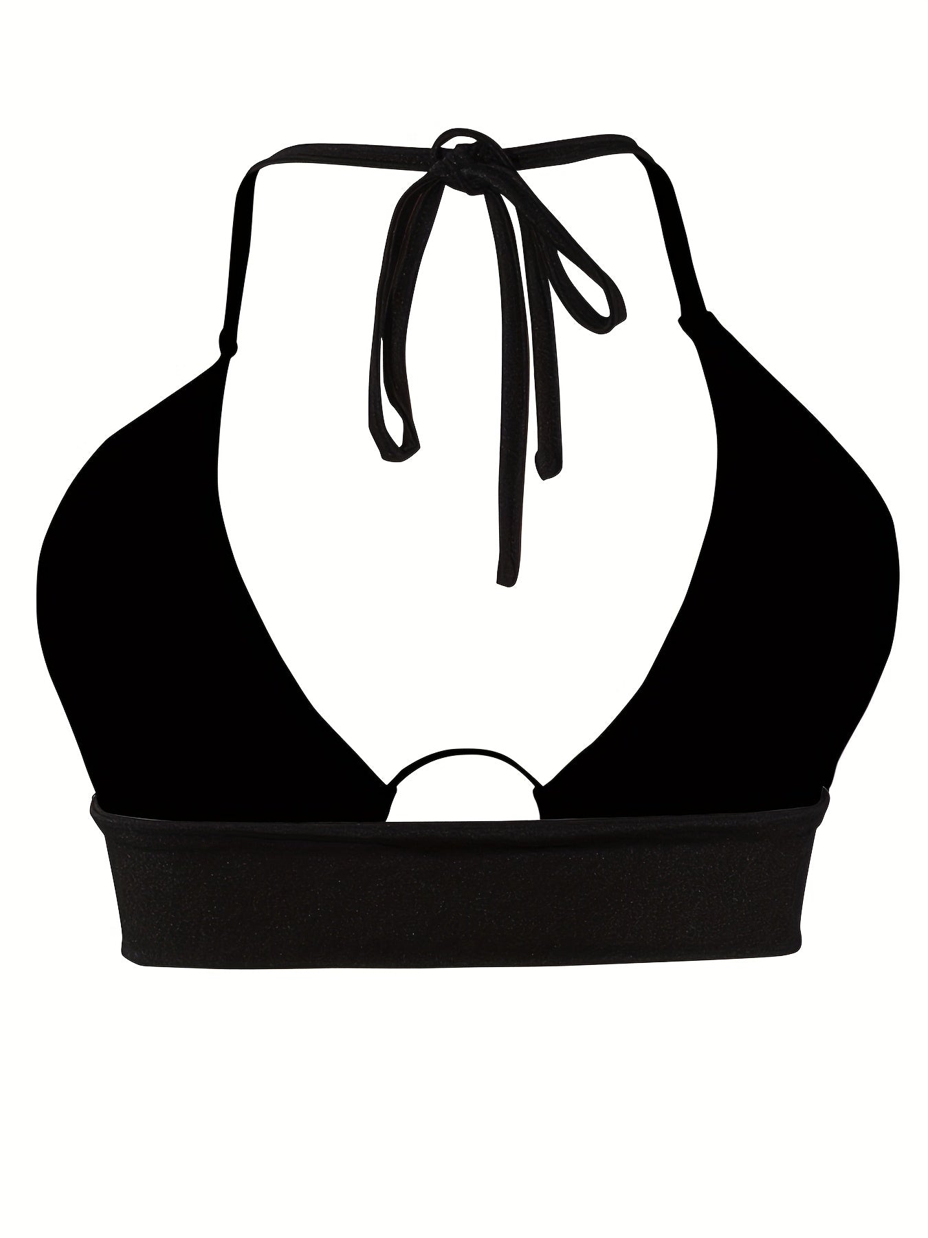 Women'S Sexy Halter Backless Crop Top, 95% Polyester 5% Elastane, Medium Stretch Knit Fabric, Solid Color, Ring Detail, All-Season Night Out Wear