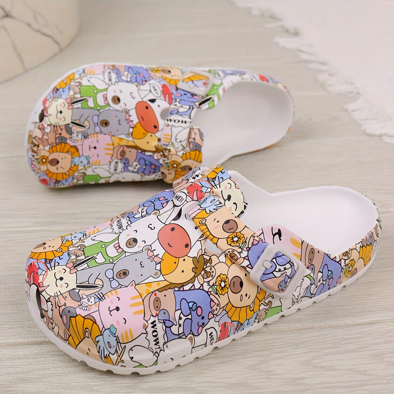 Women's Vibrant Summer EVA Clogs with Cartoon Design - Lightweight, Comfortable Slip-On Platform Shoes for Garden & Beach Wear, Perfect for All Seasons