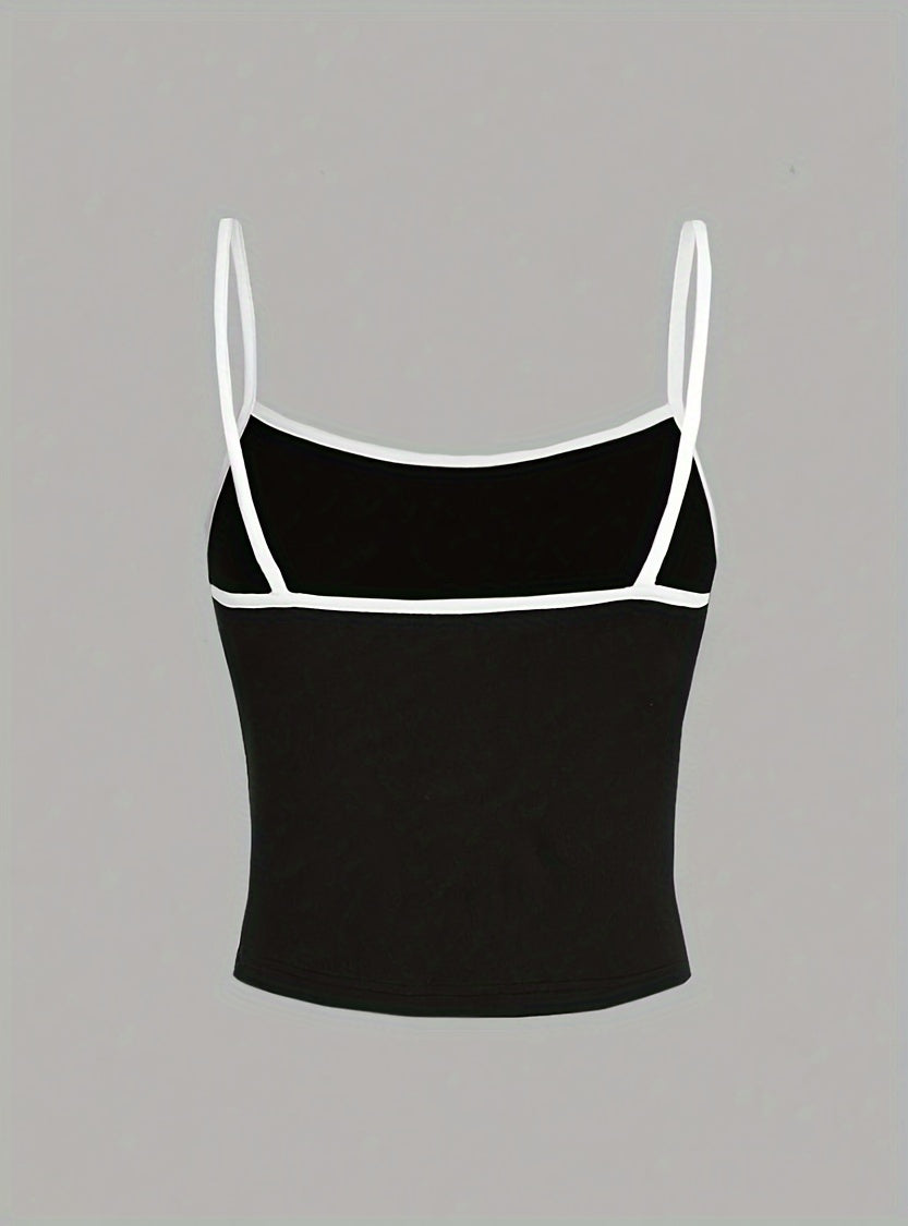 Y2K-Inspired "I Love My Boyfriend" Tank Top - White with Black Straps, Heart Graphic, Casual All-Season Top for Women, Casual Wear|Playful Graphic Top|Comfortable Strap Design, Y2K Tank Tops