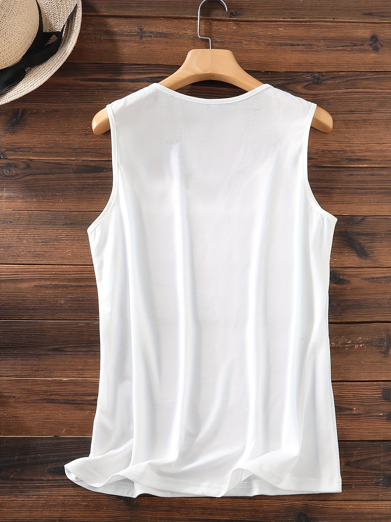 Women's White Double V-Neck Sleeveless Tank Top - Canadian-Inspired Maple Leaf & Letter Graphic Print, Medium Stretch Casual Summer & Spring Top, Machine Washable, Casual Attire, Canadianthemed Apparel, Nontransparent Materia