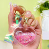 Acrylic Heart-Shaped Keychain with Quicksand Glitter, Trendy Fashion Bag Accessory, Exquisite Cute Keyring with Love Theme