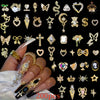 200pcs Elegant Nail Art Jewels, 3D Alloy Nail Jewelry Set, with Rhinestones and Faux Gemstones, Unscented DIY Manicure Accessories