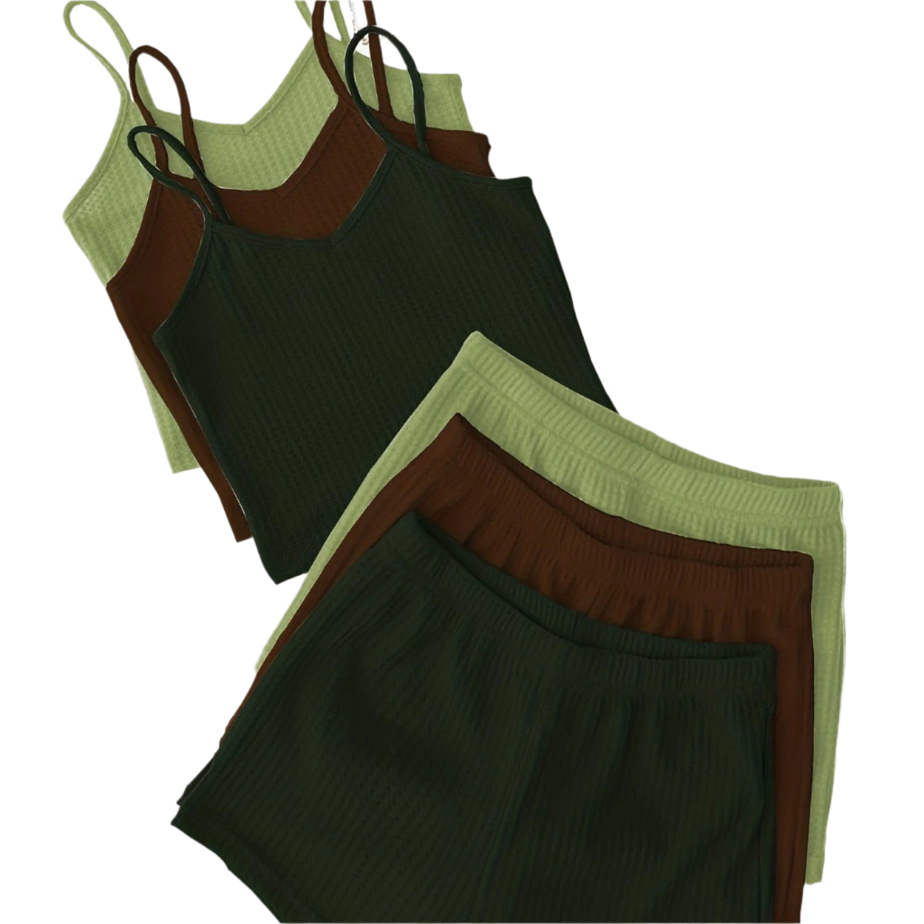 3-Pack Women's Lounge Sets – V-Neck Cami Tops & Elastic Waist Shorts, Backless Solid Color Two-Piece Outfits for Everyday Comfort