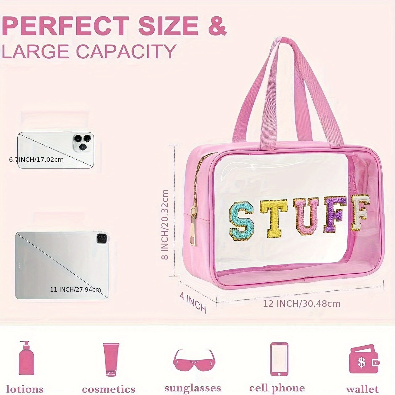 Large Capacity Toiletry Storage Bag, Stylish Transparent Makeup Pouch, Suitable for Travel Cosmetics Storage, Portable Handheld Toiletry Bag.