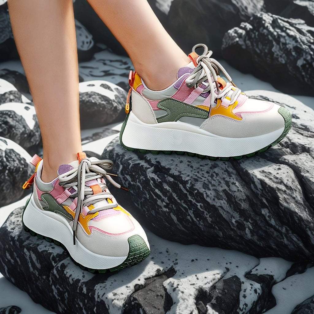 Women'S 2025 New Arrival, Colorful Striped Running Shoes with Thick Sole - All-Season Motion-Control Sneakers for Fitness and Running, Allseason Sneakers|Playful Design|Motioncontrol Support