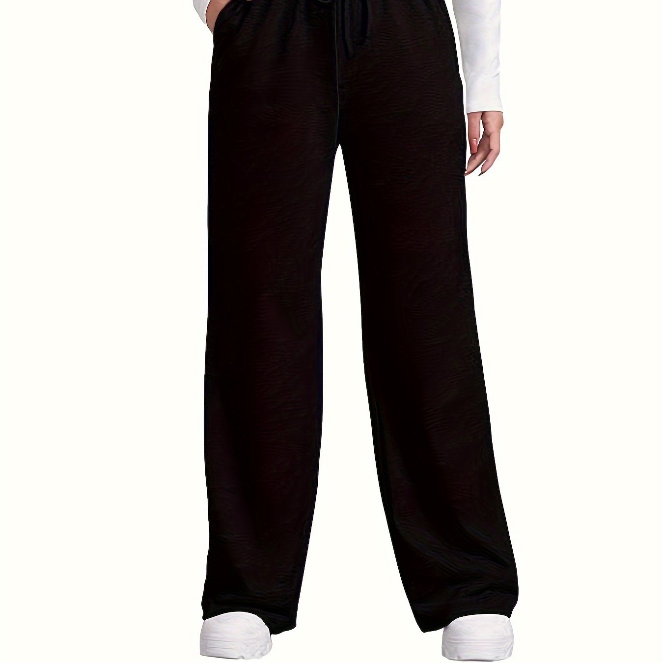 Women's Brown Drawstring Joggers - Casual & Comfy Polyester Sweatpants with Pockets, Mid-Rise, All-Season Wear