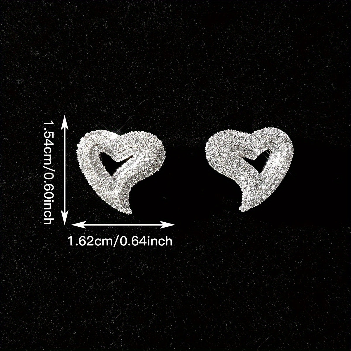Y2K Elegant Rhinestone Heart Pendant Necklace and Earrings Set - Synthetic Jeweled Cuban Link Chain - Zinc Alloy Jewelry for Daily & Festival Occasions - Ideal Valentine's Gift