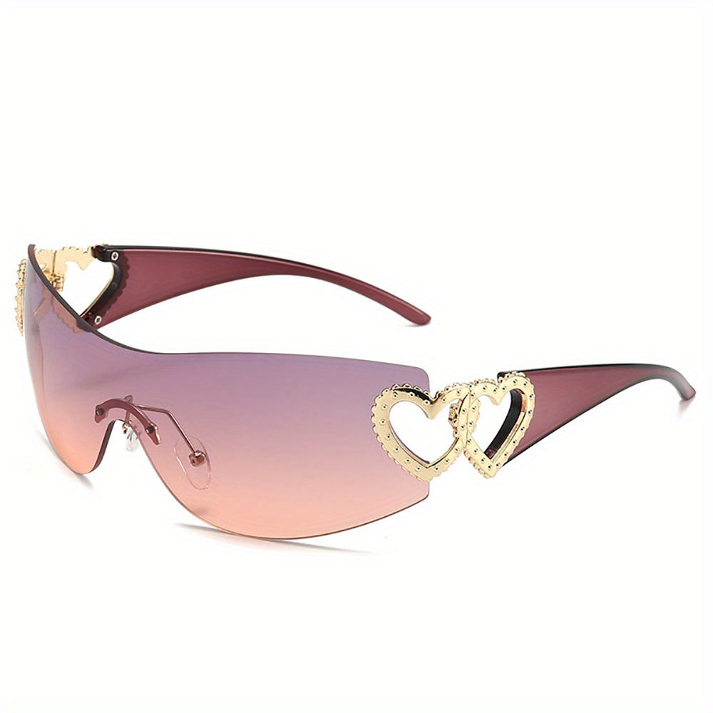 Fashion Glasses Heart Border Decorative Glasses, Gradient Lens, Anti-reflective, for Women, Party, Carnival, Festival Gift