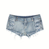 Women Fashion Sexy Low Waist Denim Jeans Shorts Mini Hot Pants Jeans Booty Ripped Jeans Beach Party Clubwear