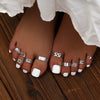 [10 Golden Rings Geometric Heart] Set Of 10 Golden Rings With Hollowed-out Heart And Geometric Patterns, Multiple Pieces Of Summer Toe Rings