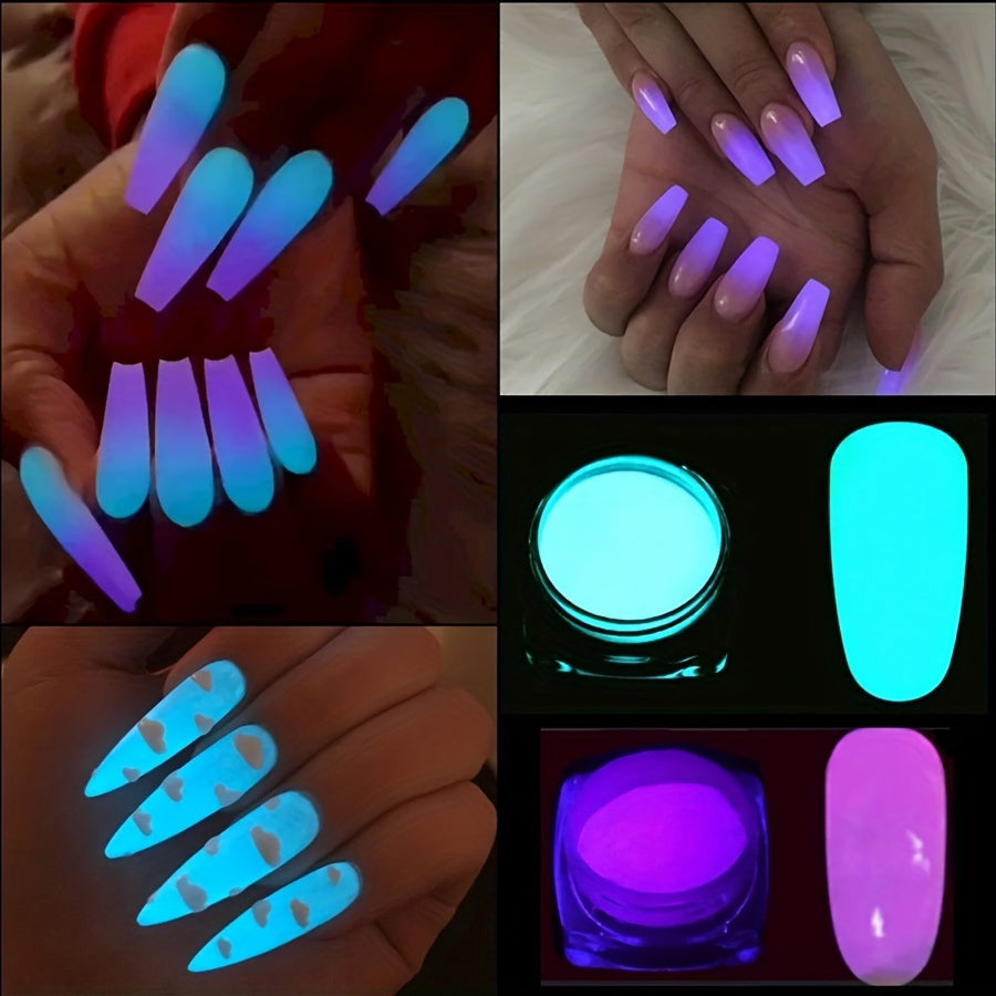 1 Box Neon Phosphor Powder Nail Glitter Powder 10 Colors Dust Luminous Pigment Fluorescent Powder Nail Glitters Glow in the Dark