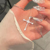 Stylish And Versatile Vintage Minimalist Cross Pendant Necklace, Delicate And Versatile Silvery Cross Pendant Ladies Clavicle Chain, Punk Party Jewelry For Women