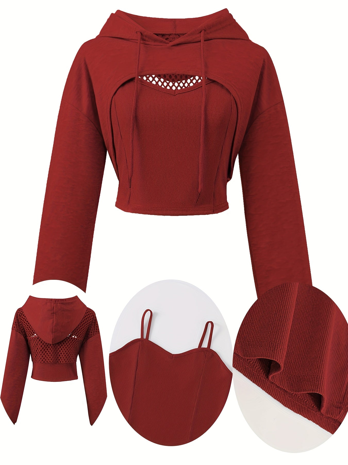 2pcs Y2K Solid Color American Hoodie & Vest Set Sweet Fashionable Tops for Spring/Summer/Autumn 2024 Salt Style Streetwear Casual