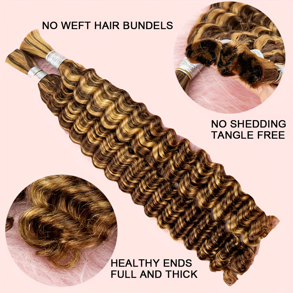 P4/27 Highlight Deep Wave Ombre Highlight Brown Bulk Soft Human Hair Bulk Deep Curly Ombre P4/27 Honey Blonde Bulk Hair Extensions Virgin Human Hair