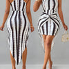 New Women'S Stylish And Elegant Striped Printed Dress