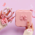 Pink EVA Material 6pcs Bowknot Storage Set - Data Cable Protector with Winding Tool and Anti-Breakage Charger Head Protector - iPhone Accessory Organizer