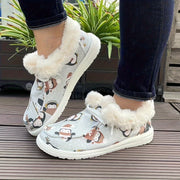 Cozy Penguin Print Slip-On Women's Boots - Soft Sole, Plush Lining for Winter Comfort, Casual Style