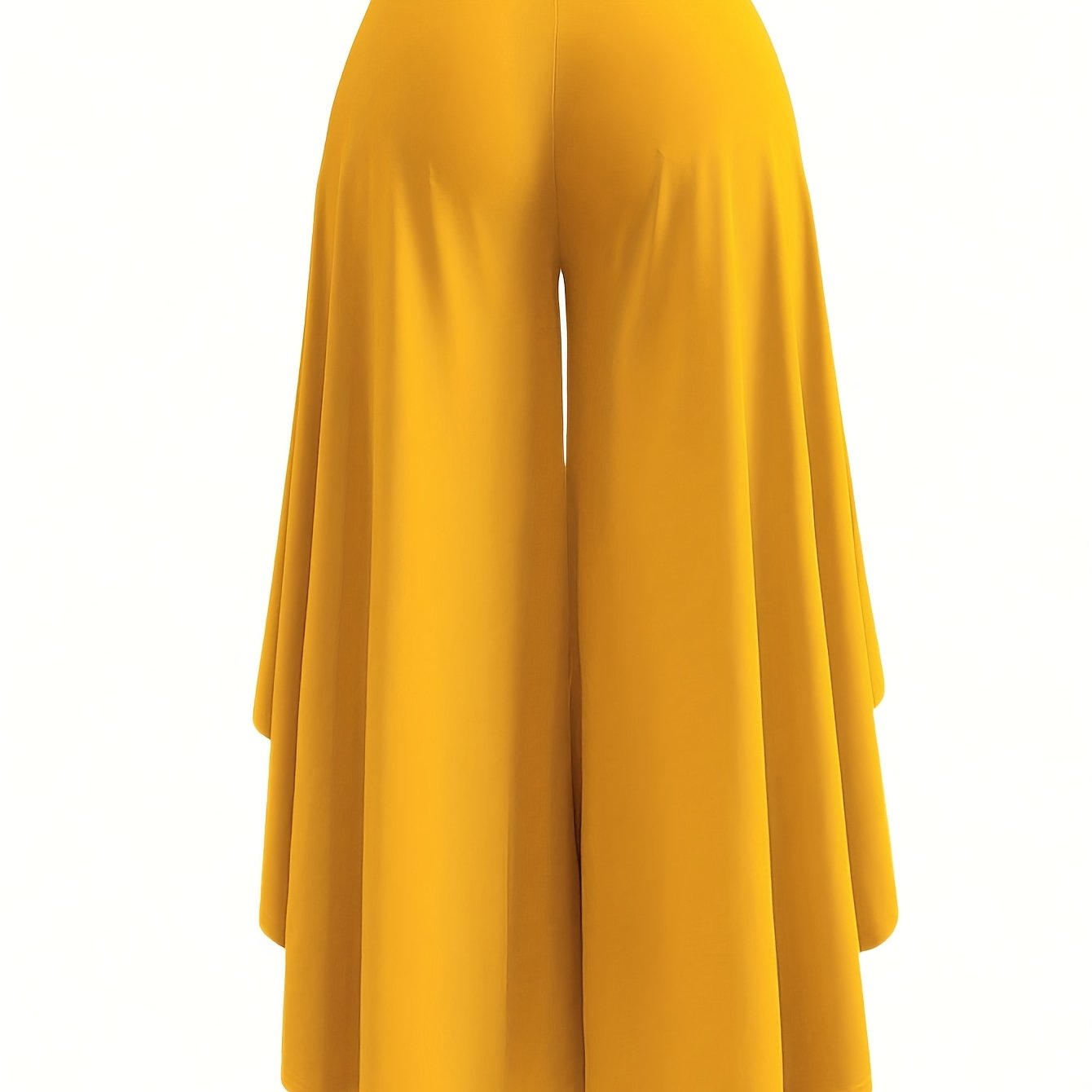 Solid Color Asymmetrical Wide-Leg Pants