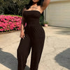 Women's Fashion Plain Color Tube Dress with Matching Pants