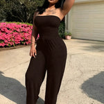 Women's Fashion Plain Color Tube Dress with Matching Pants