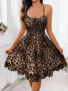 Women'S Elegant Leopard Print Halter Neck Dress with Front Tie - Ruffle Detail, Sleeveless, All-Season Fashion, Casual to Formal Wear, Casual Dressing | Ruffle Detail Dress | Elegant Halter Neck
