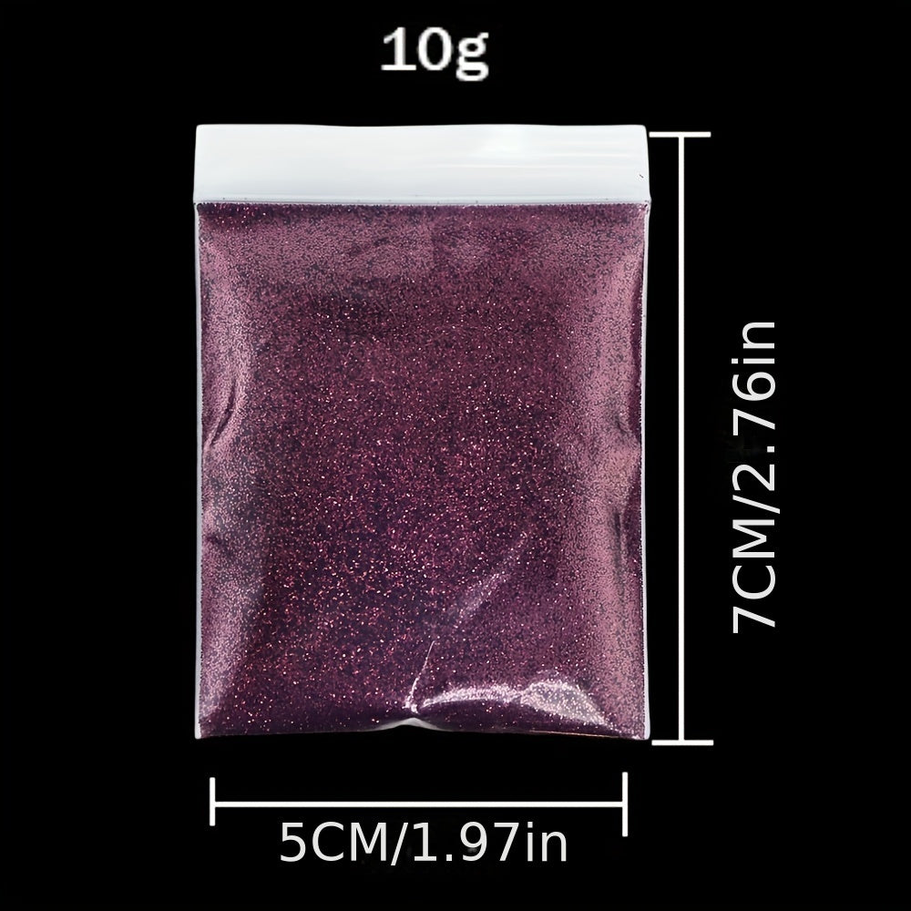 0.35oz Purple Shiny Nail Art Glitter Pure Colour Fine Powder 0.2mm Finely Chrome Pigment Accessories Fall Winter Nail Decoration