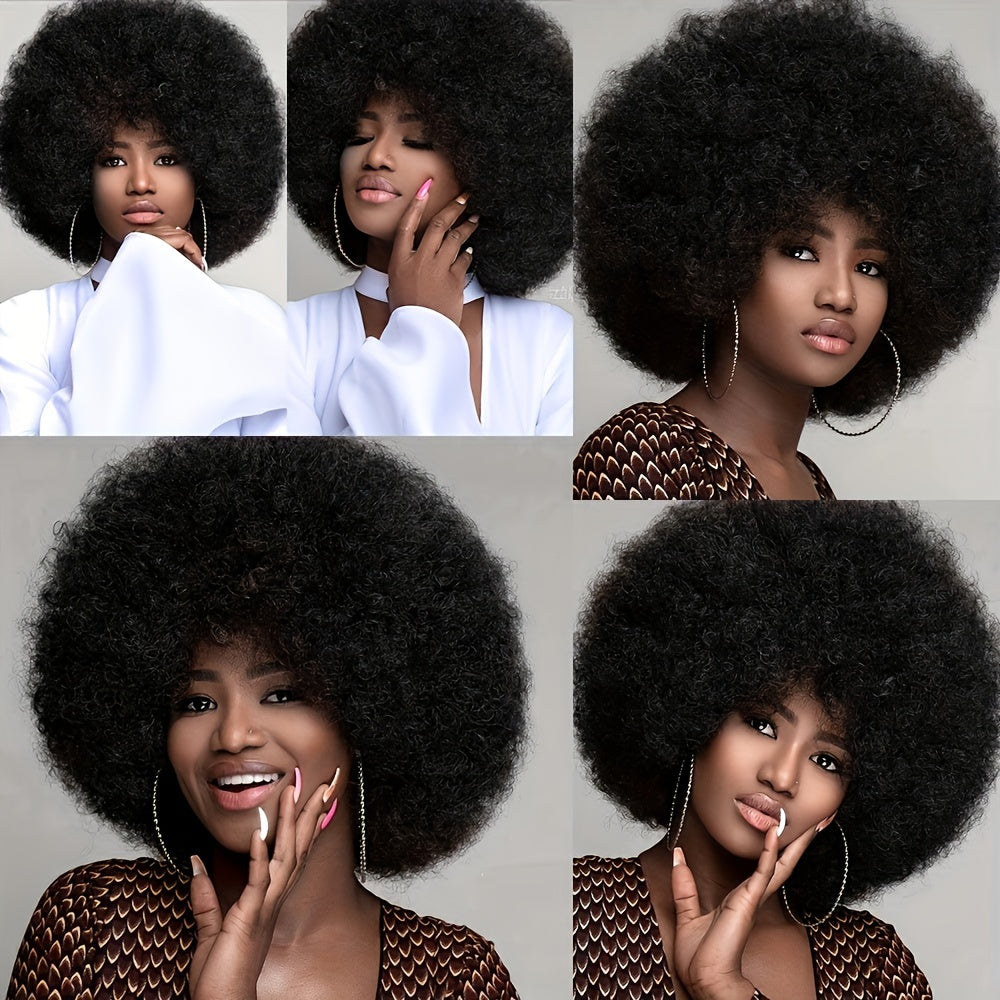 10 Inch Afro Kinky Curly Wigs 70s 80s Wigs Large Bouncy And Soft Natural Looking Full Puff Wigs For Party Cosplay Daily Wear