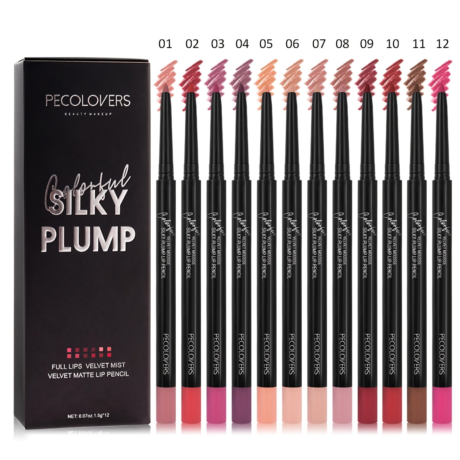 12pcs/Set Multi-Functional Lipliner Pencil Long Lasting Waterproof Lip Eye Brow Cosmetic Makeup Colorful Lip Liner Pens Easter Makeup